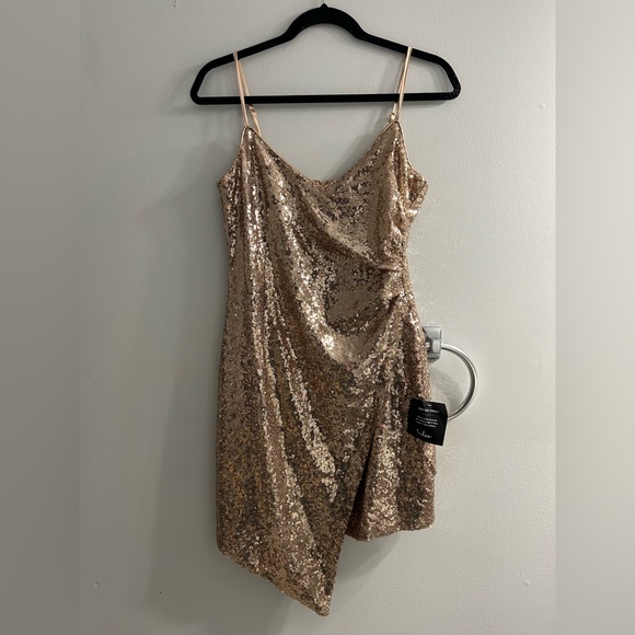 NWT lulus Disco Nights Rose Gold Sequin Bodycon Mini Dress - Picture 6 of 11